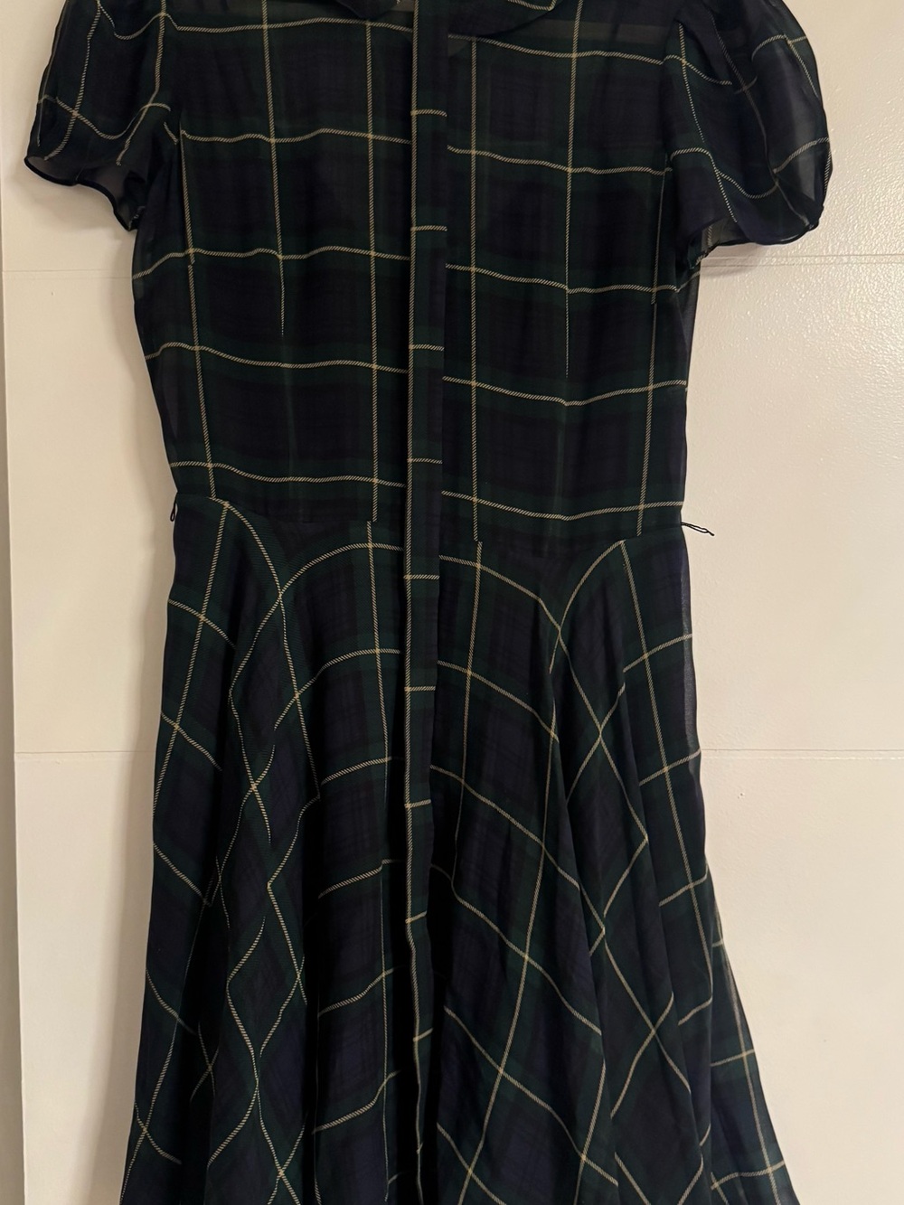 Polo by Ralph Lauren Black and Green Plaid Asymmetrical Dress